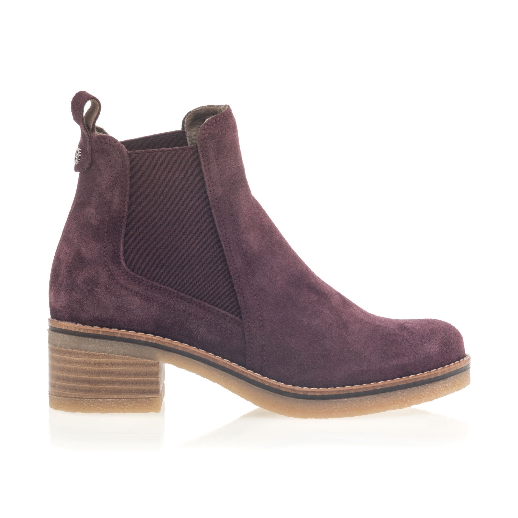 Boots à talon Femme en cuir bordeaux