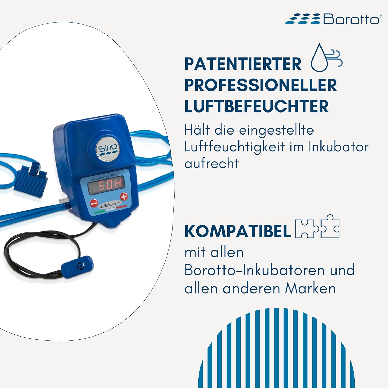 Borotto Real 49 Plus Expert | Brutautomat Vollautomatisch Professionelle für 49 oder 196 Kleine Eier mit Automatische Eierwender, Antibakterielles System, Luftbefeuchter Sirio | Hergestellt in Italien