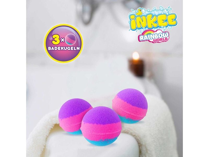 Craze Badekugel Inkee Rainbow World 3 Stück Überraschungs-Badebomben für farbenfrohe Schaumbäder