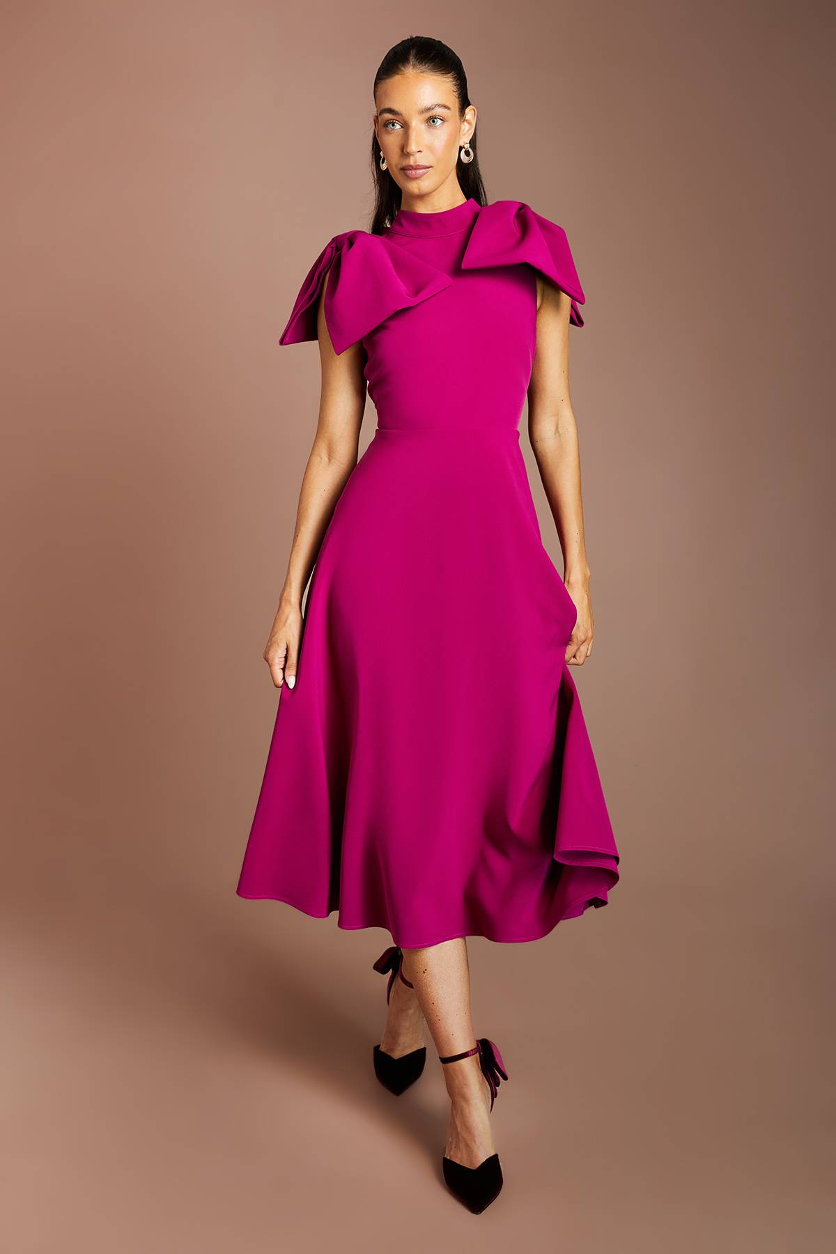 Coast Robe Midi En Crêpe À Nœuds Sur Les Épaules