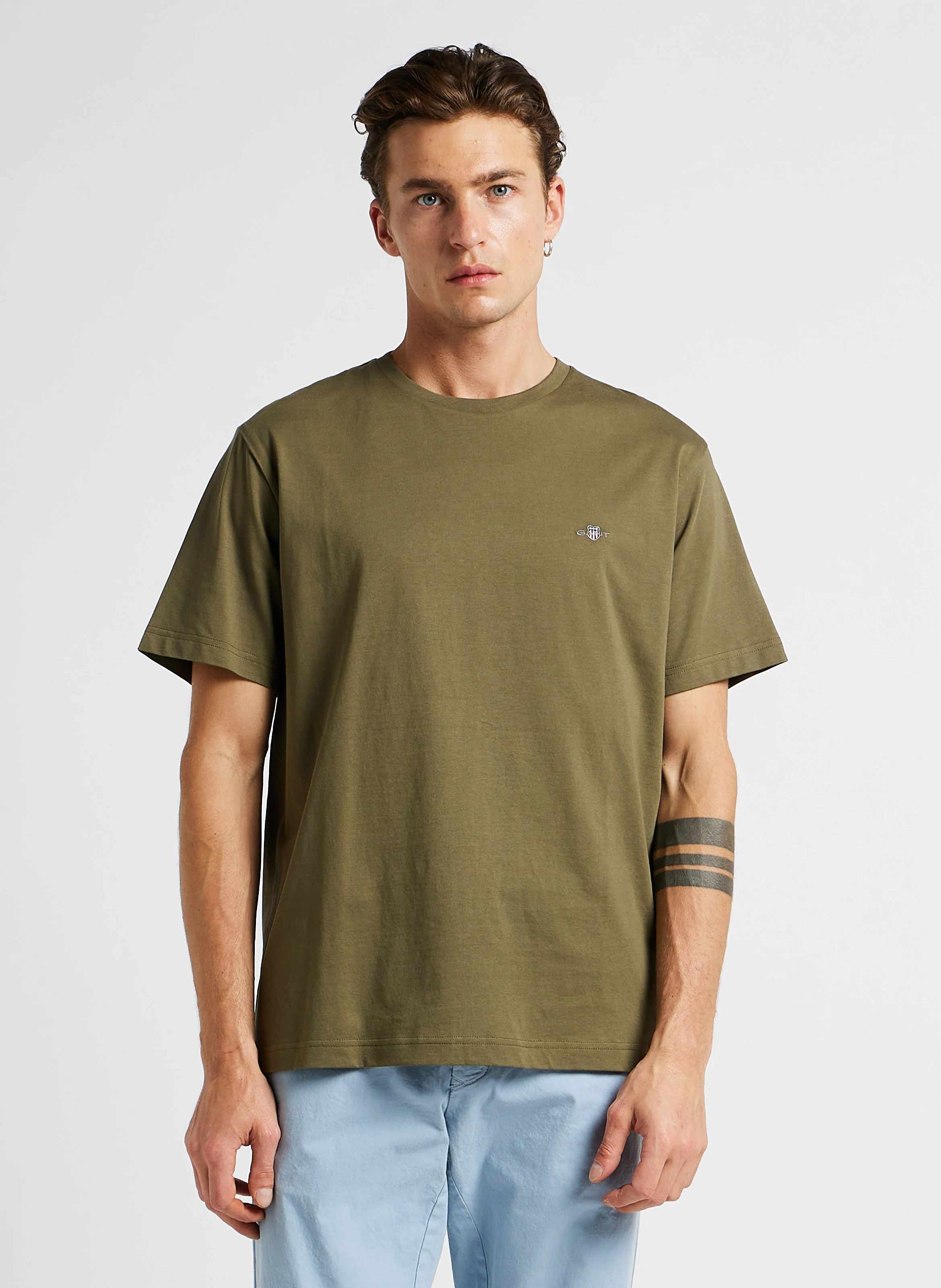 Tee-shirt col rond droit en coton | Vert