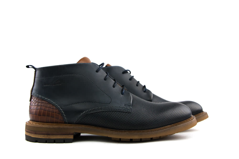 Van Lier Veterboots Blauw Perfo