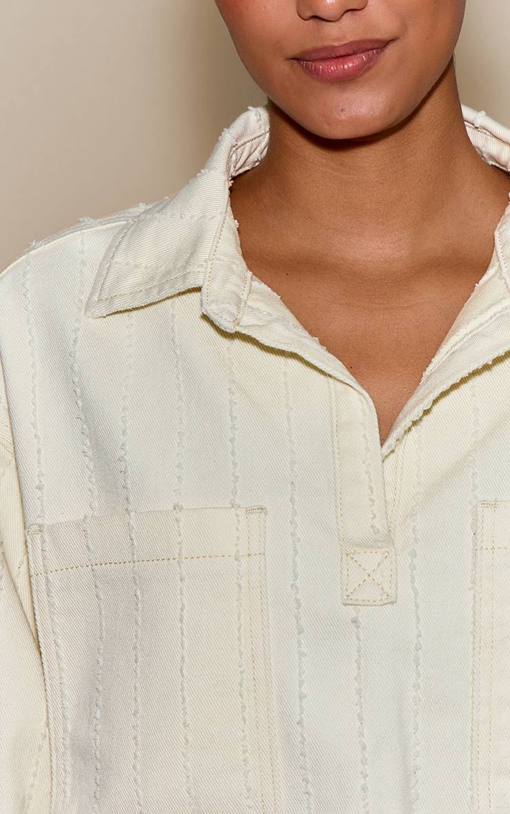 Blanc Chemise En Denim Bouclé Oversize