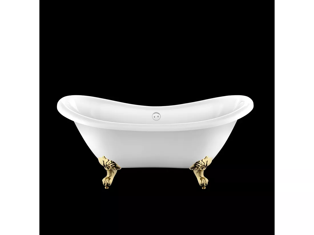 Baignoire ancienne rétro sur pieds DARLINGTON Blanche 175 cm Pieds d'Aigle Dorés