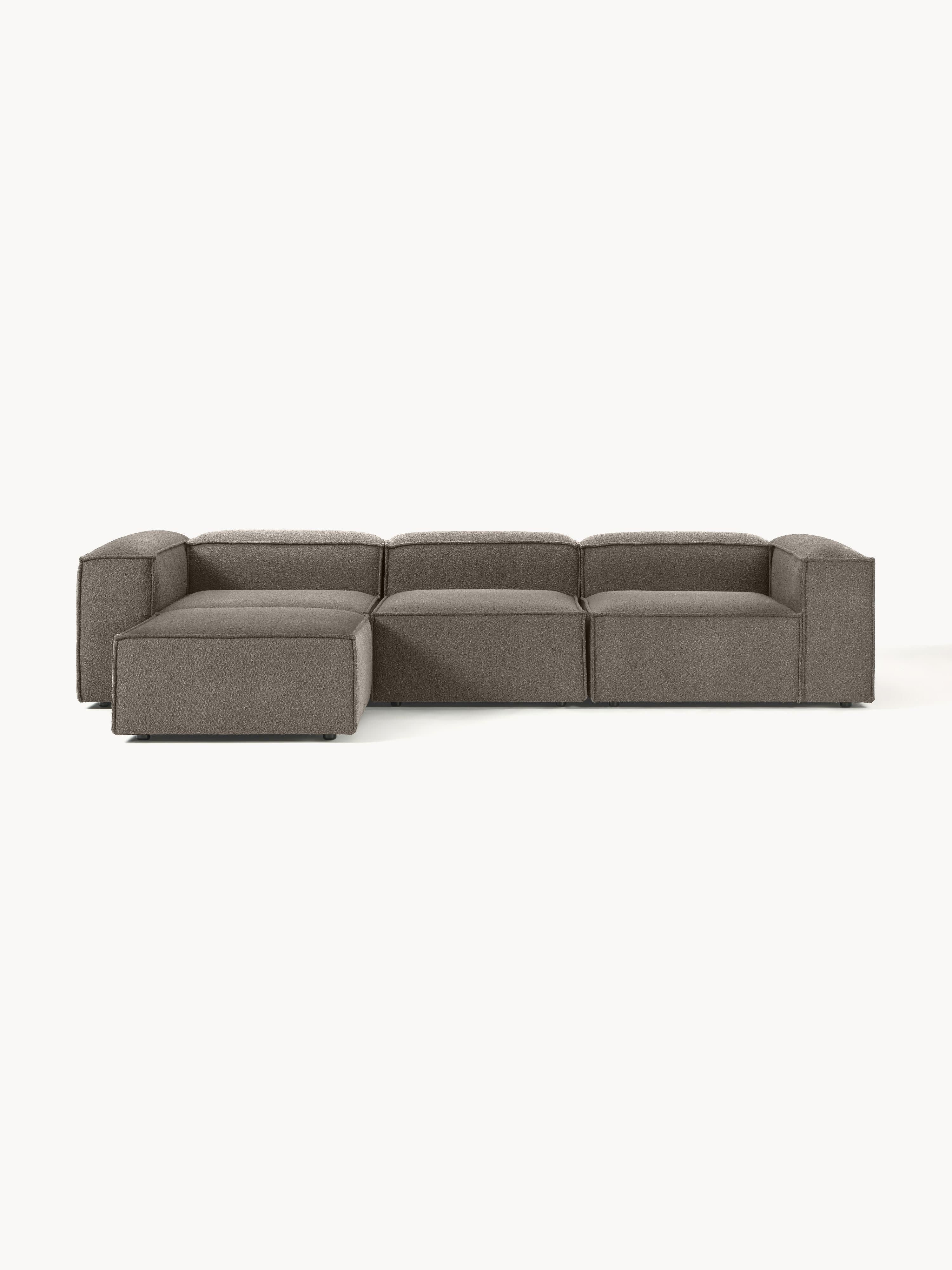 Lennon modulaire bank (4-zits) in bouclé met poef (links/rechts)