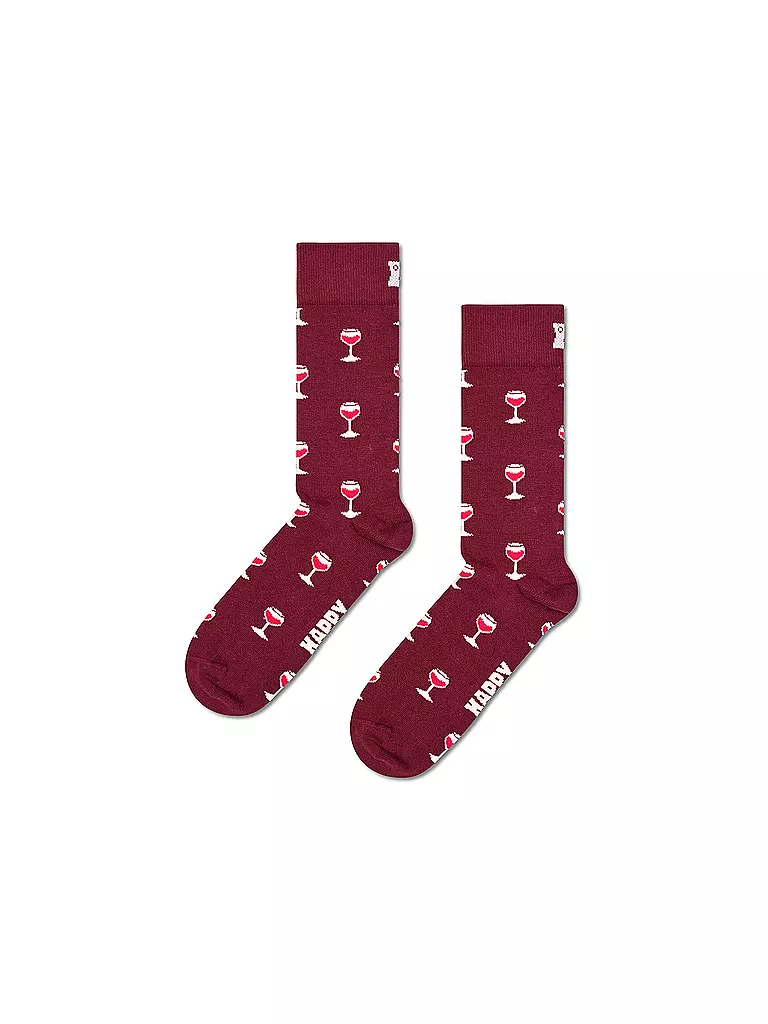 HAPPY SOCKS Damen Socken GLASS OF WINE 36-40 dark red dunkelrot