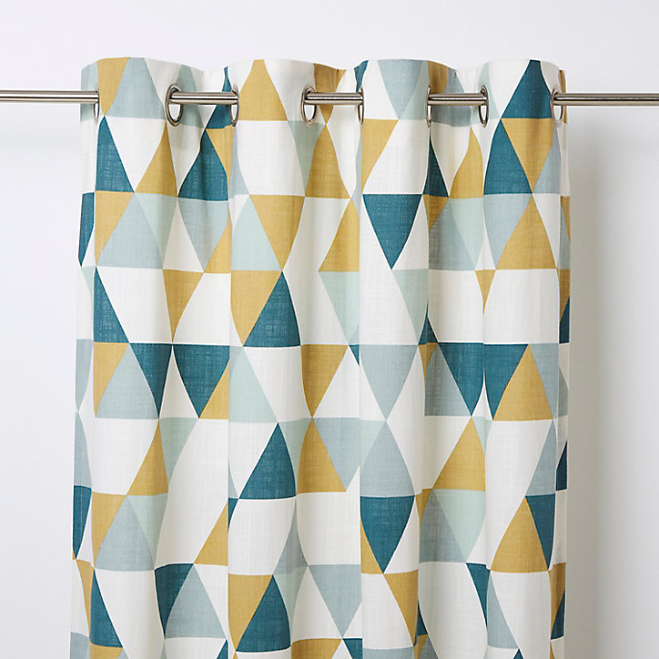 Rideau GoodHome Rima bleu et vert l.140 x H.260 cm