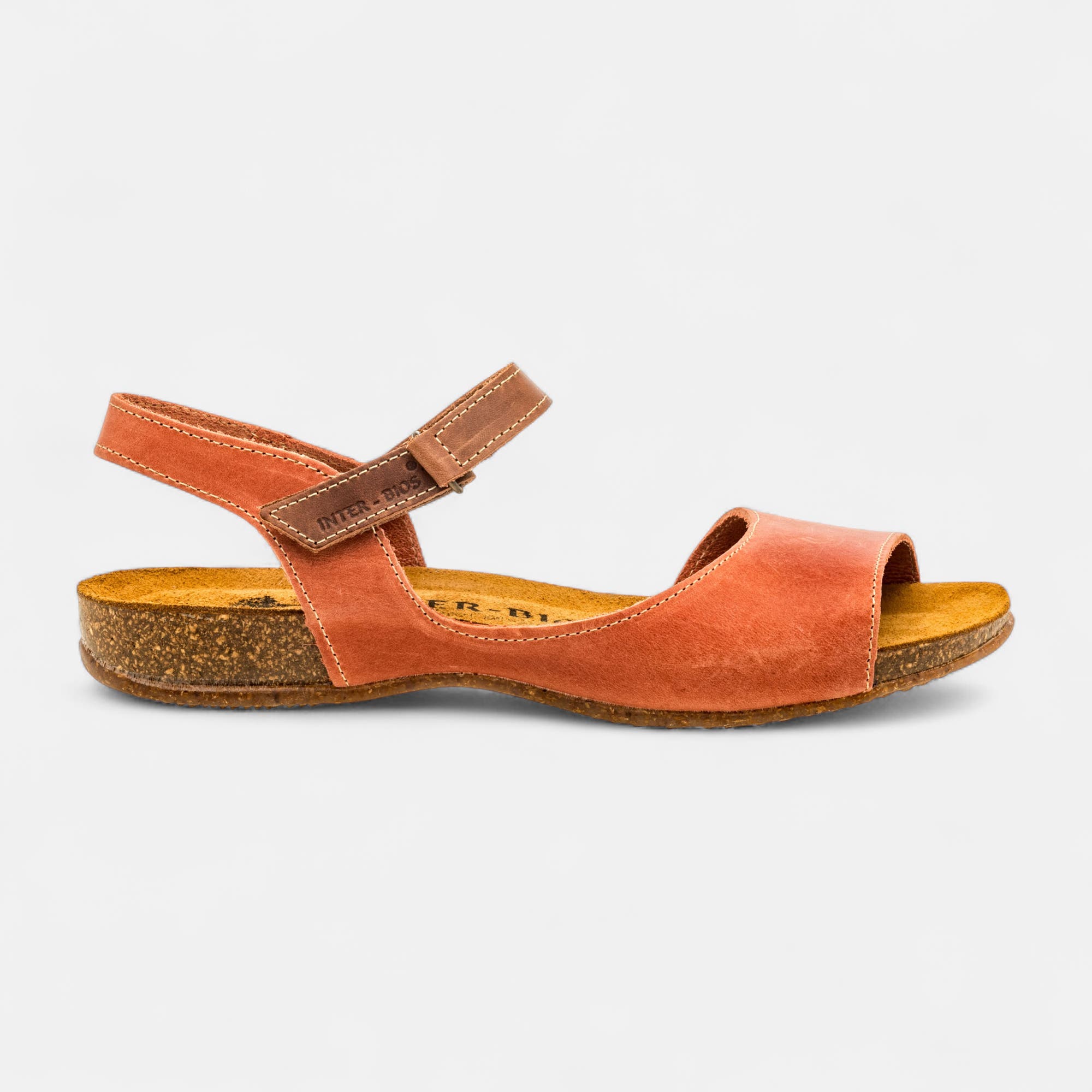 Mules semelle liège Femme en cuir corail