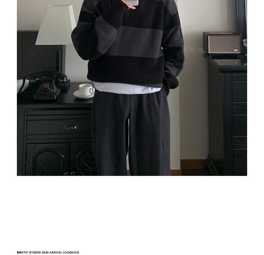 MRCYC - Gestreepte oversized polotop met lange mouwen