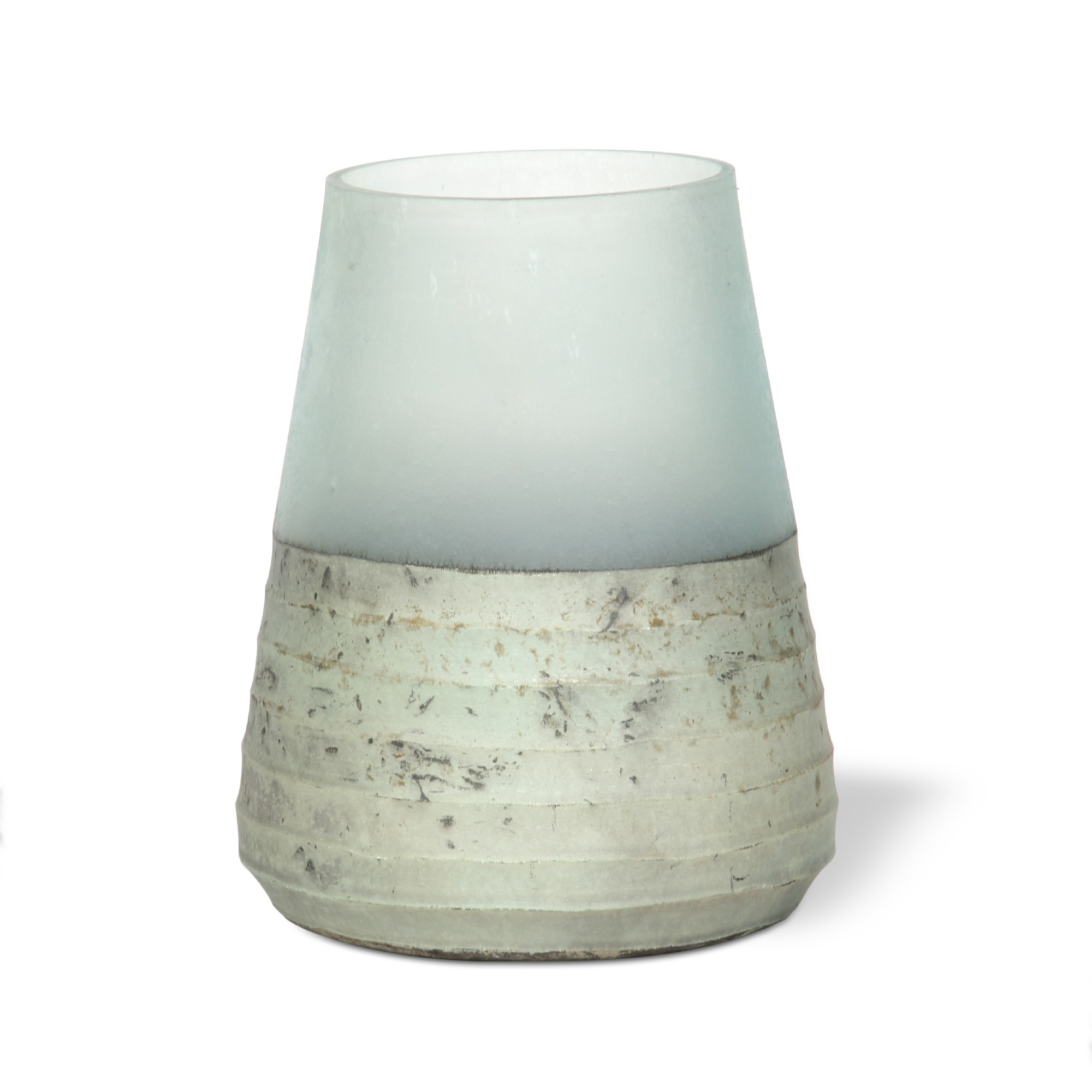 Windlicht 'Ocean', antik silber, weiß, Ø 13 cm, H 15 cm von fischer's lagerhaus