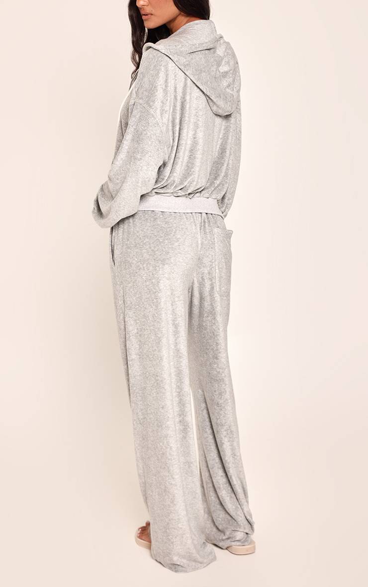 Gris Chiné Jogging Éponge Jambes Larges Avec Cordon De Serrage Contrasté