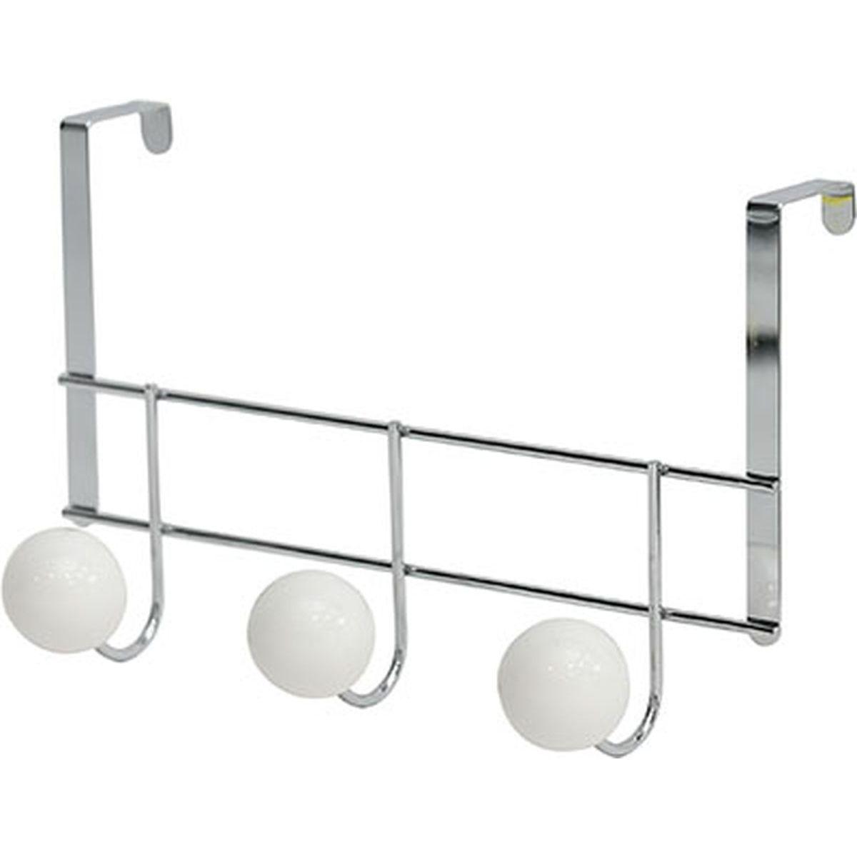PATERE METAL 3 BOULES RESINE BLANCHE GROS DIAMETRE  CHROME