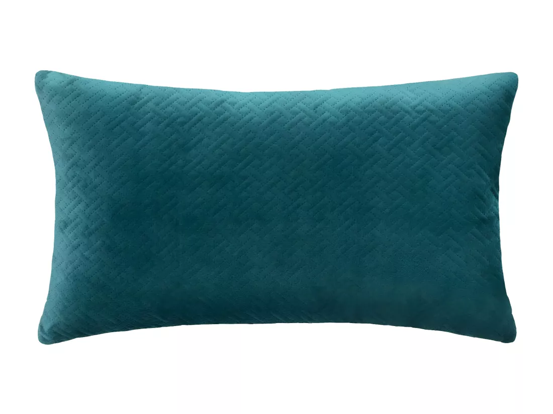 Coussin déhoussable Bleu Canard en Velours embossé 38 x 58 cm