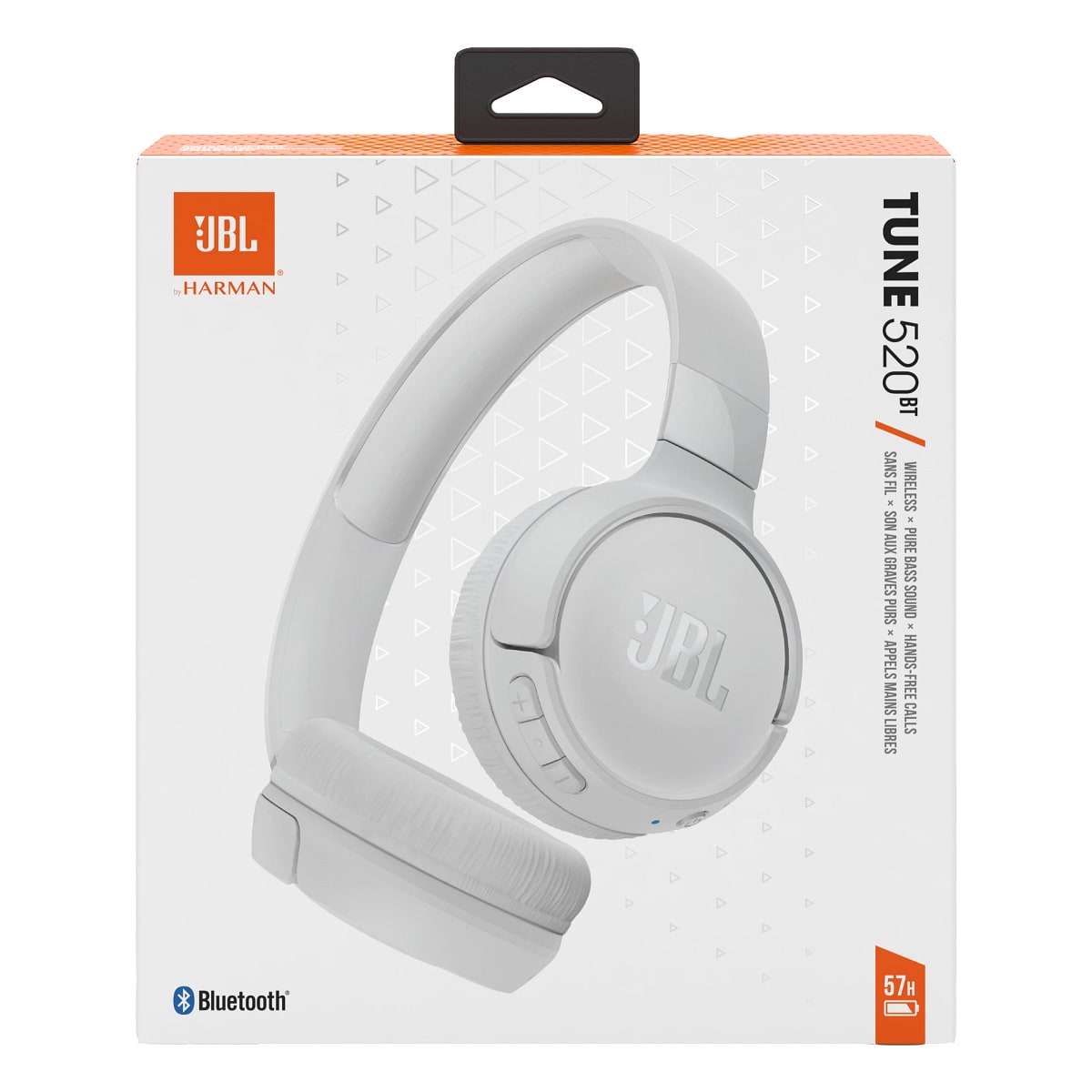 JBL Tune 520BT trådløse on-ear hodetelefoner (hvit)