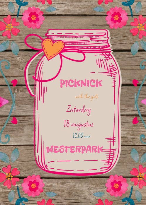Uitnodiging etentje | Pot | Roze | Bloemen