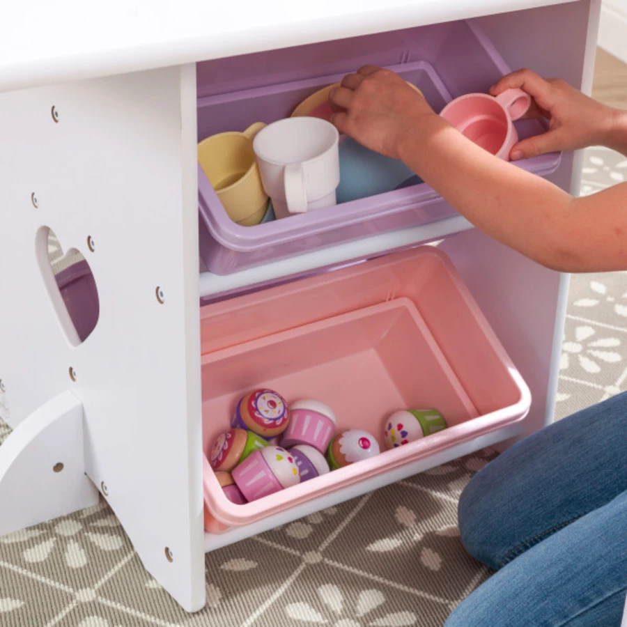 KidKraft® Tisch- und Stuhlset Herzchen weiß  rosa