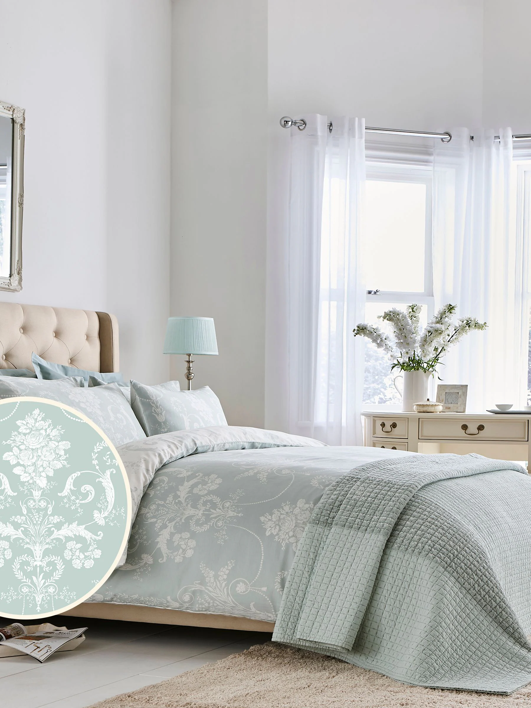 Laura Ashley 100% katoensatijn 200 -draads Josette dekbedovertrekset met kussenslopen