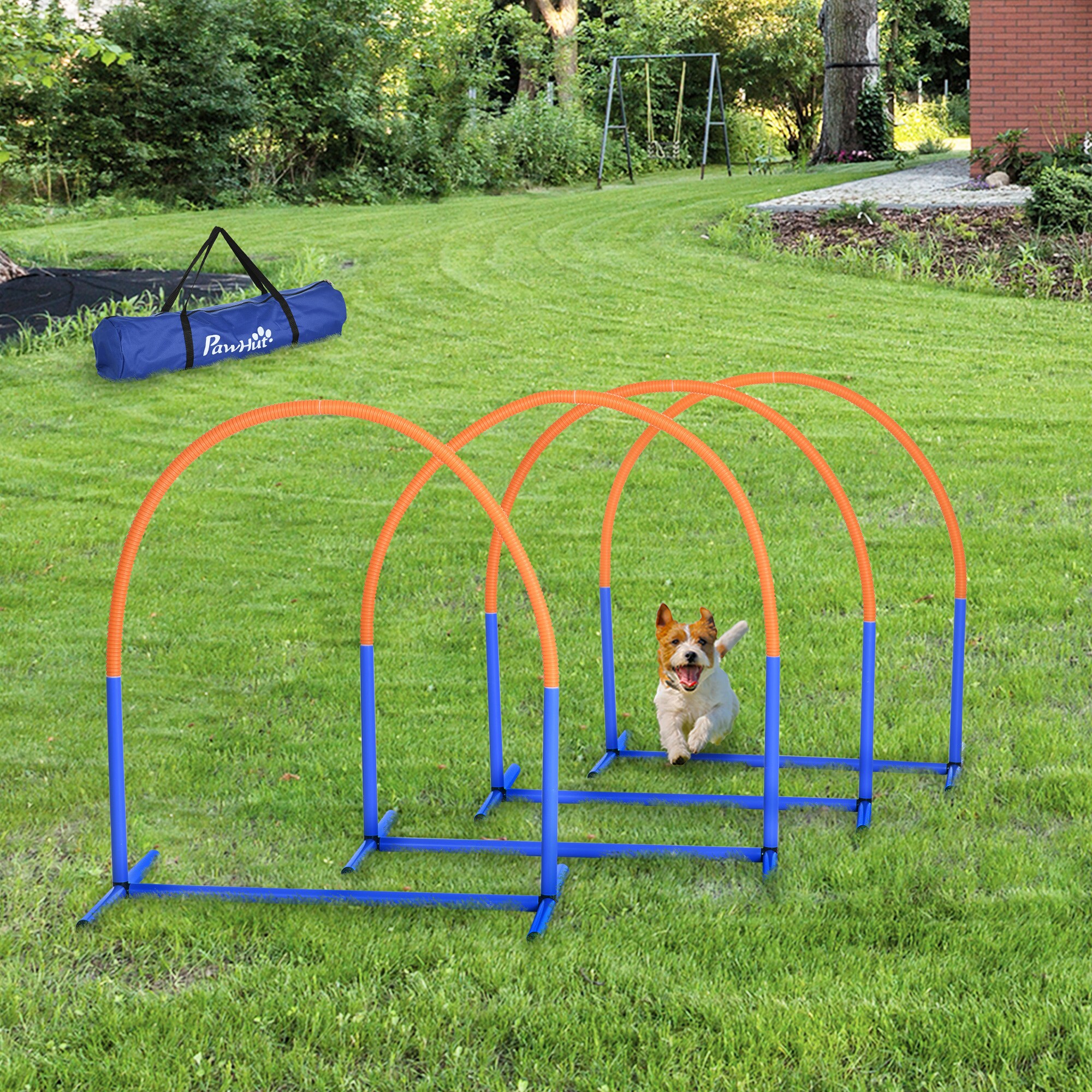 PawHut Hund Agility Set mit Tragetasche bunt 88L x 64B x 95H cm
