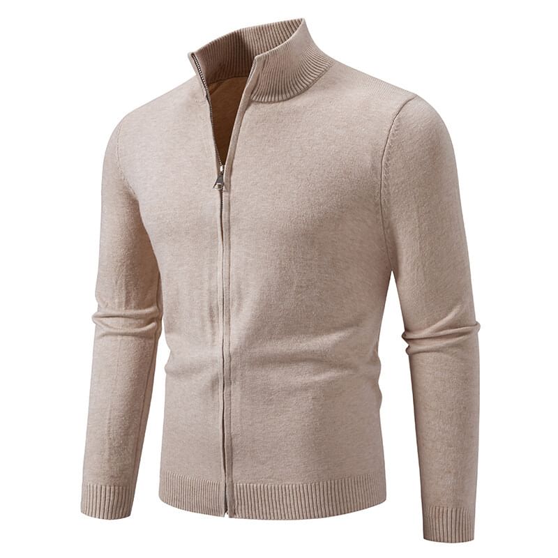 FORSETI - Effen cardigan met opstaande kraag en rits