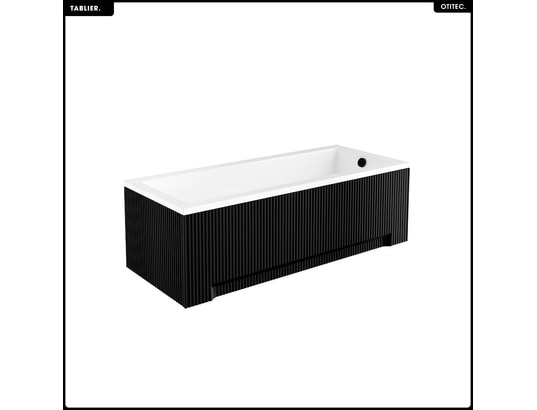 OTITEC - Baignoire rectangulaire - 140 x 70 cm - avec tablier noir ra...