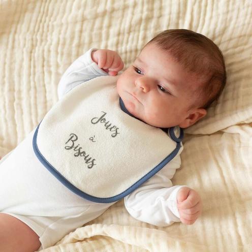 Lot 6 bavoirs naissance mots tendres Beige - TROIS KILOS SEPT
