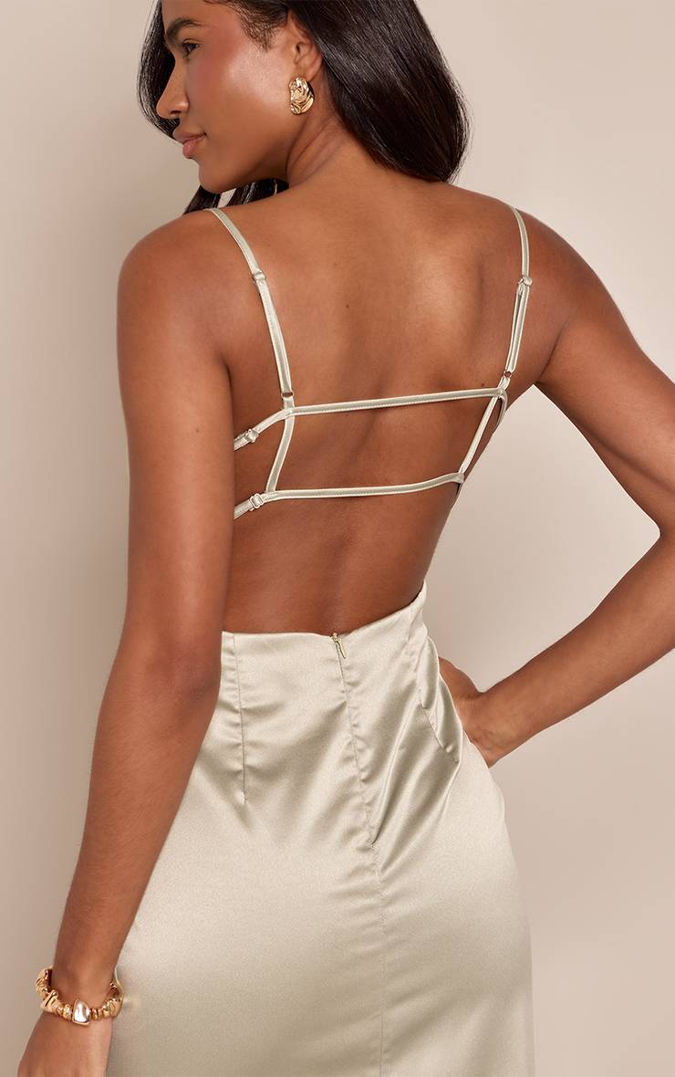 Vert Sauge Robe Longue Dos Nu Sans Manches À Bretelles