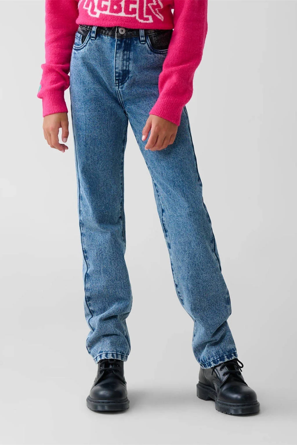 Shoeby high waist straight leg jeans donkerblauw