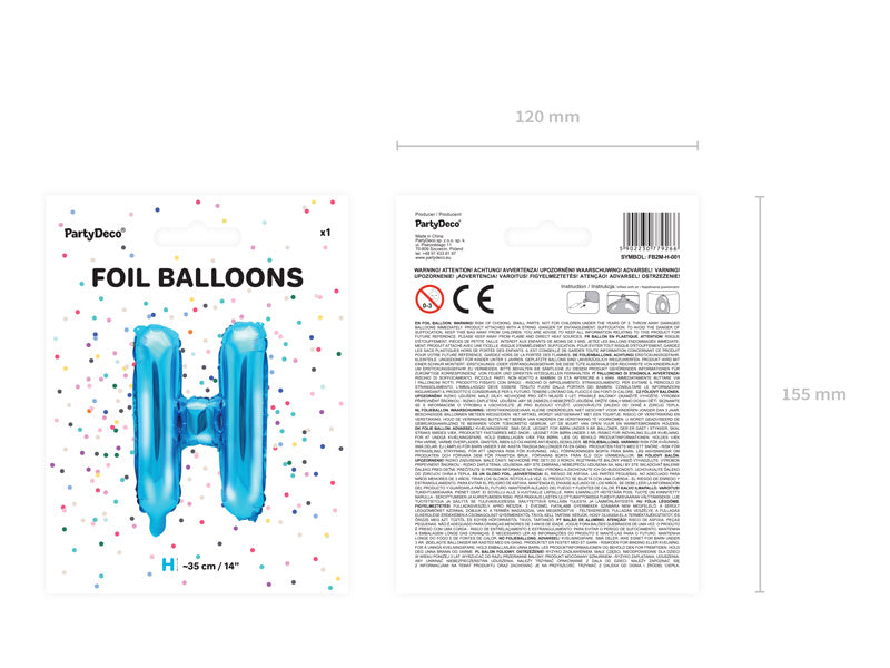 Folie Ballon Letter H Blauw Leeg 35cm