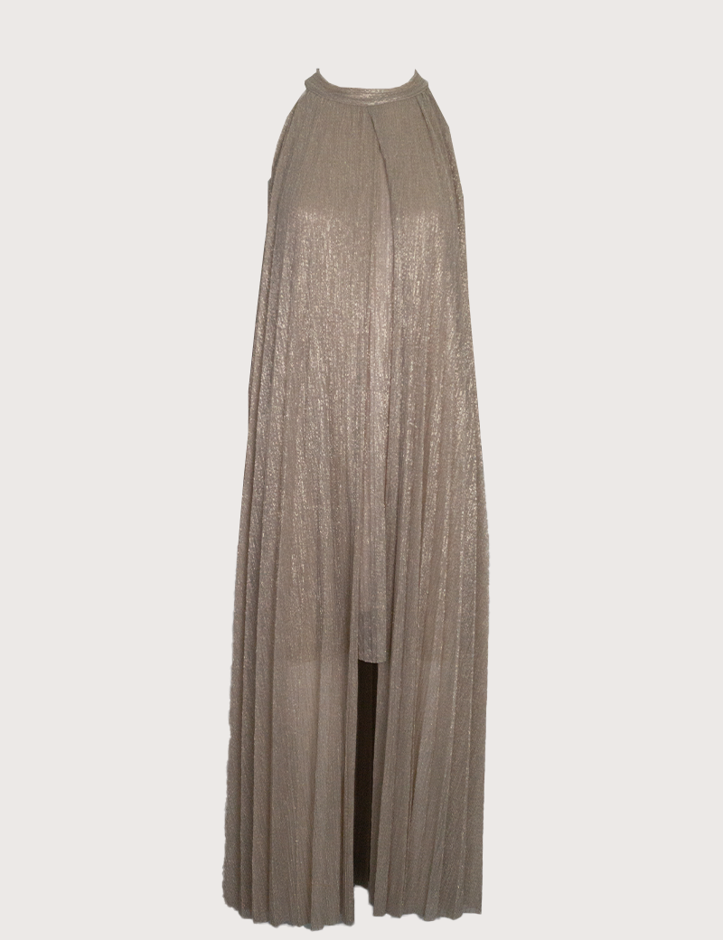 DIXIE ROBE LONGUE DOS NU MÉTALLISÉ DORÉ