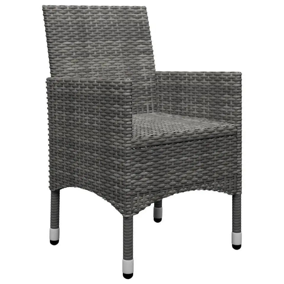 vidaXL - 5-delige Tuinset - Grijs - Poly rattan en hout - 150x90 cm