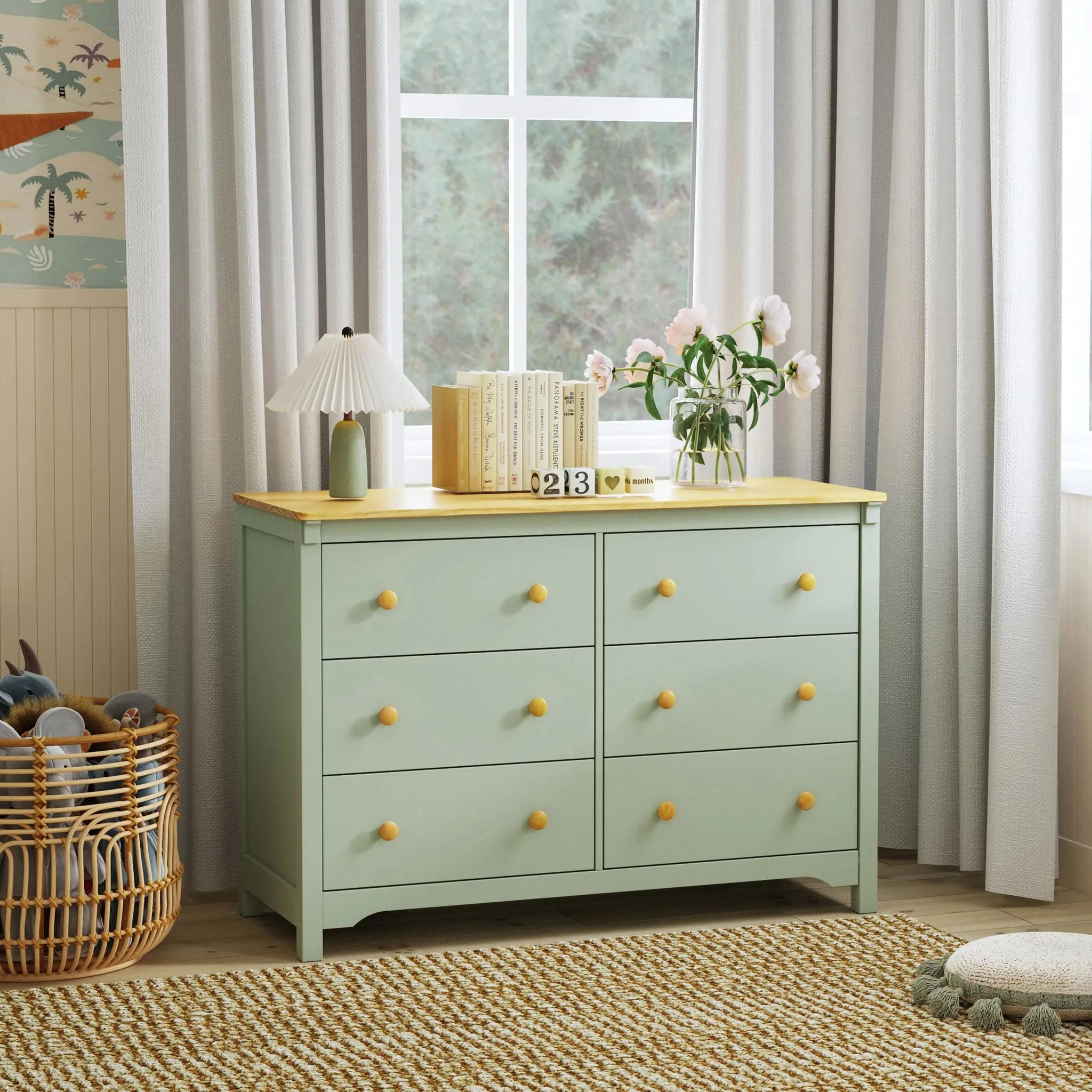 DaVinci Bureau 6 tiroirs Shea - Sauge  miel