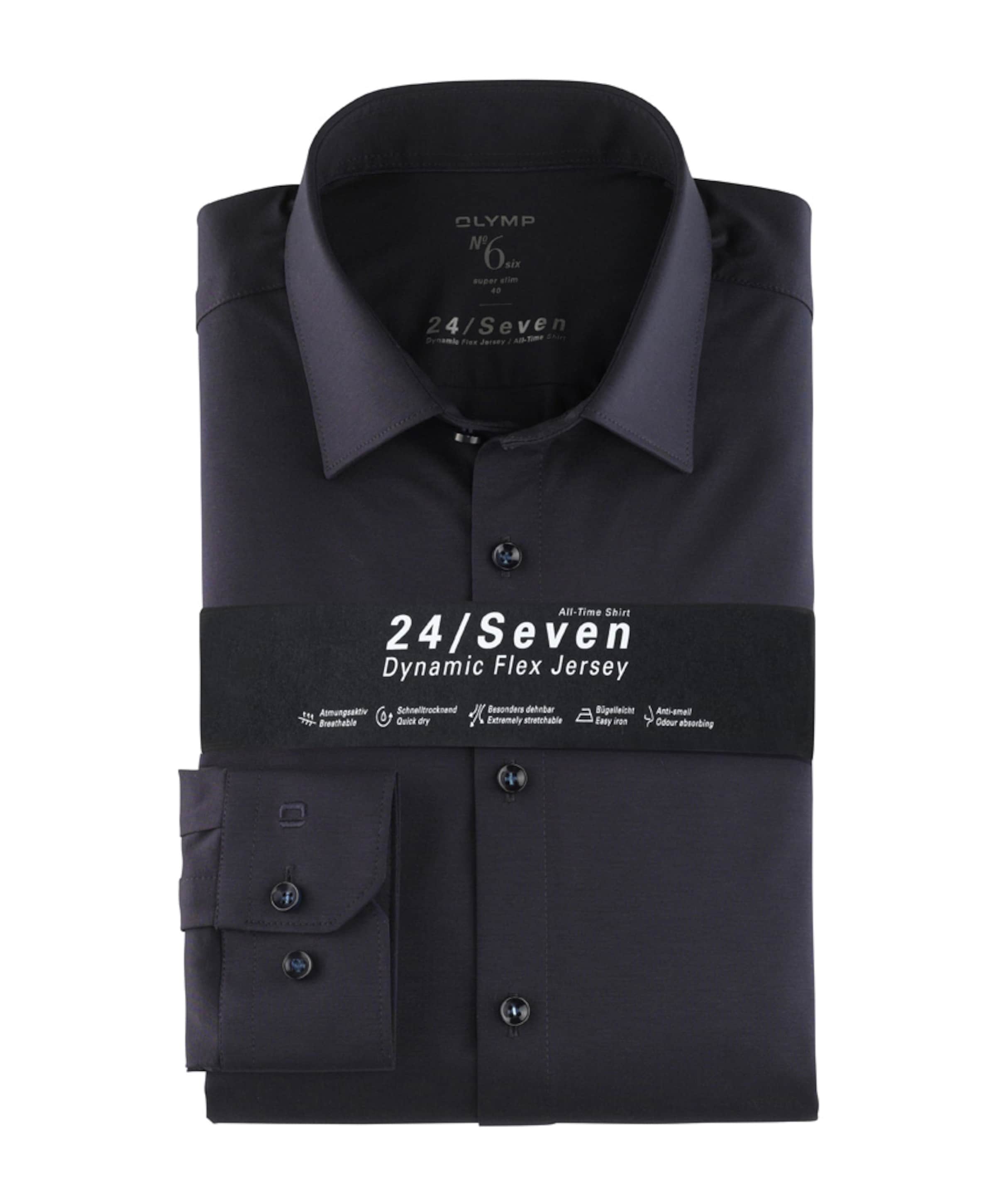 Olymp no6 Heren overhemd lange mouw blauw