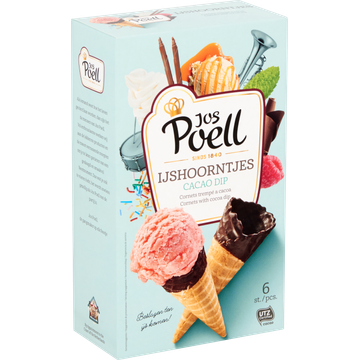 Jos Poell IJshoorntjes Cacao Dip 6 Stuks 126 g