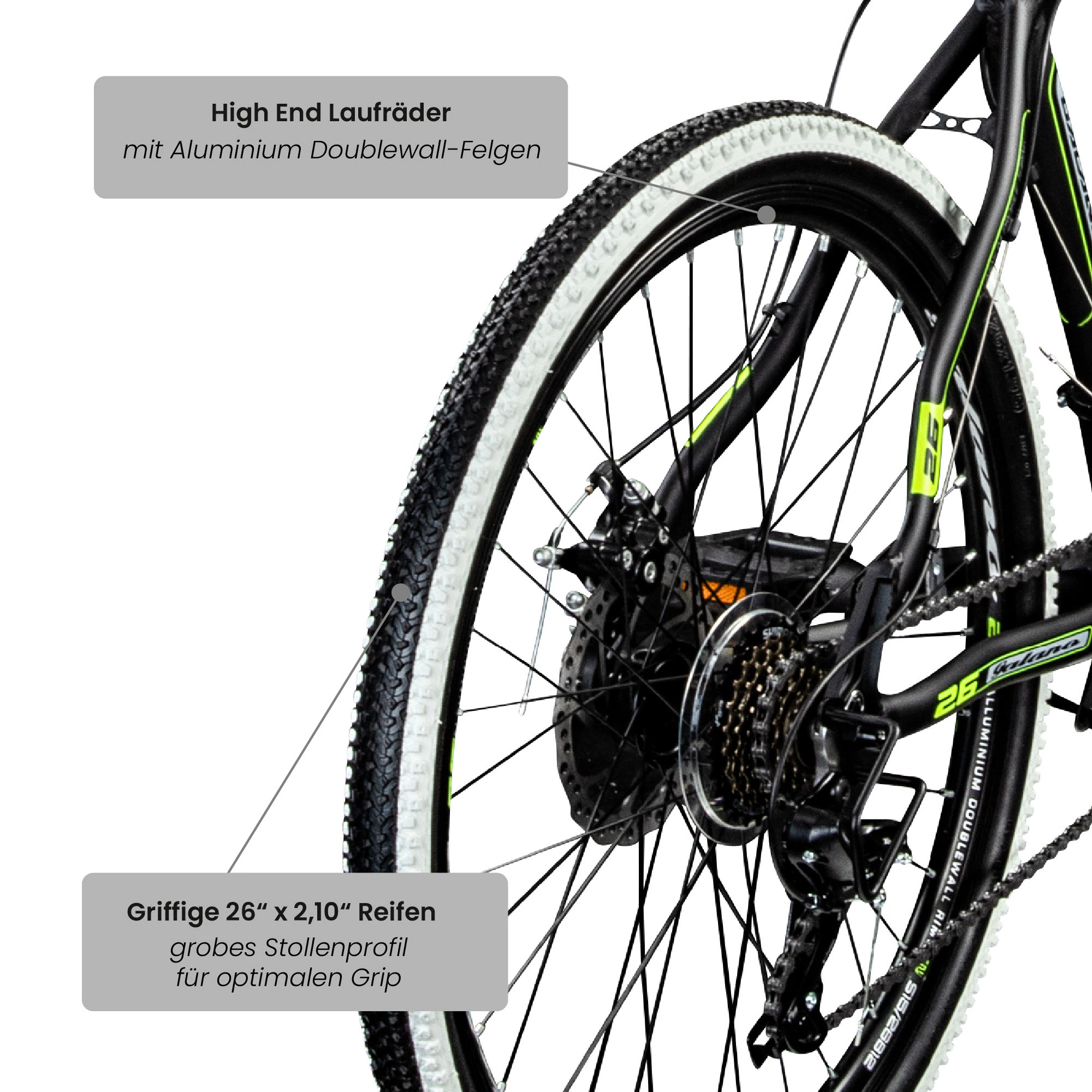 Galano Toxic 26 Zoll Mountainbike 145 - 185 cm MTB Hardtail Fahrrad 21 Gänge Scheibenbremsen Damen Herren Jugendliche unisex