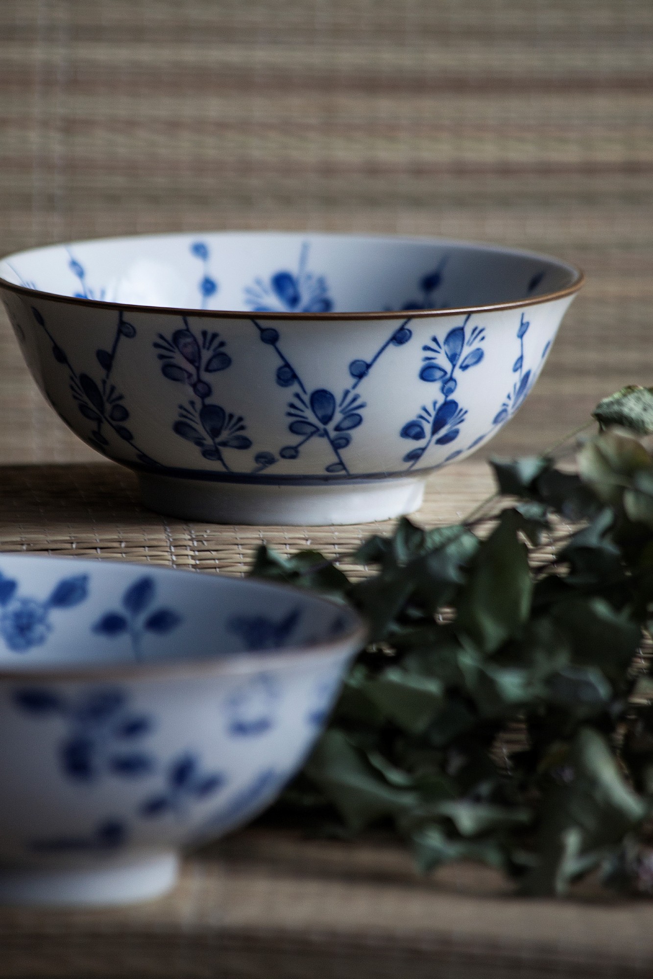 Suppenschale Blumenmuster, weiß, blau, H 6,5 cm, Ø 15,5 cm von fischer's lagerhaus
