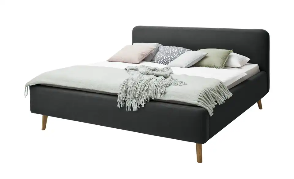 Polsterbettgestell Mattis Anthrazit Webstoff fein 140 cm ohne Bettkasten
