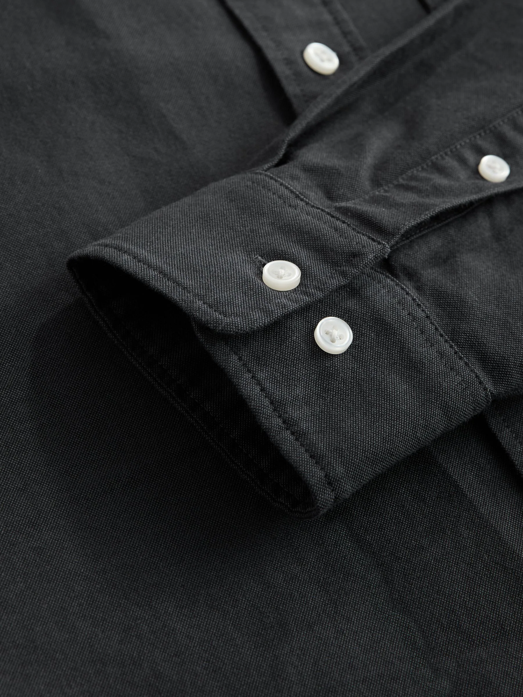 Antraciet - Slim Fit - Oxford-hemd met lange mouwen