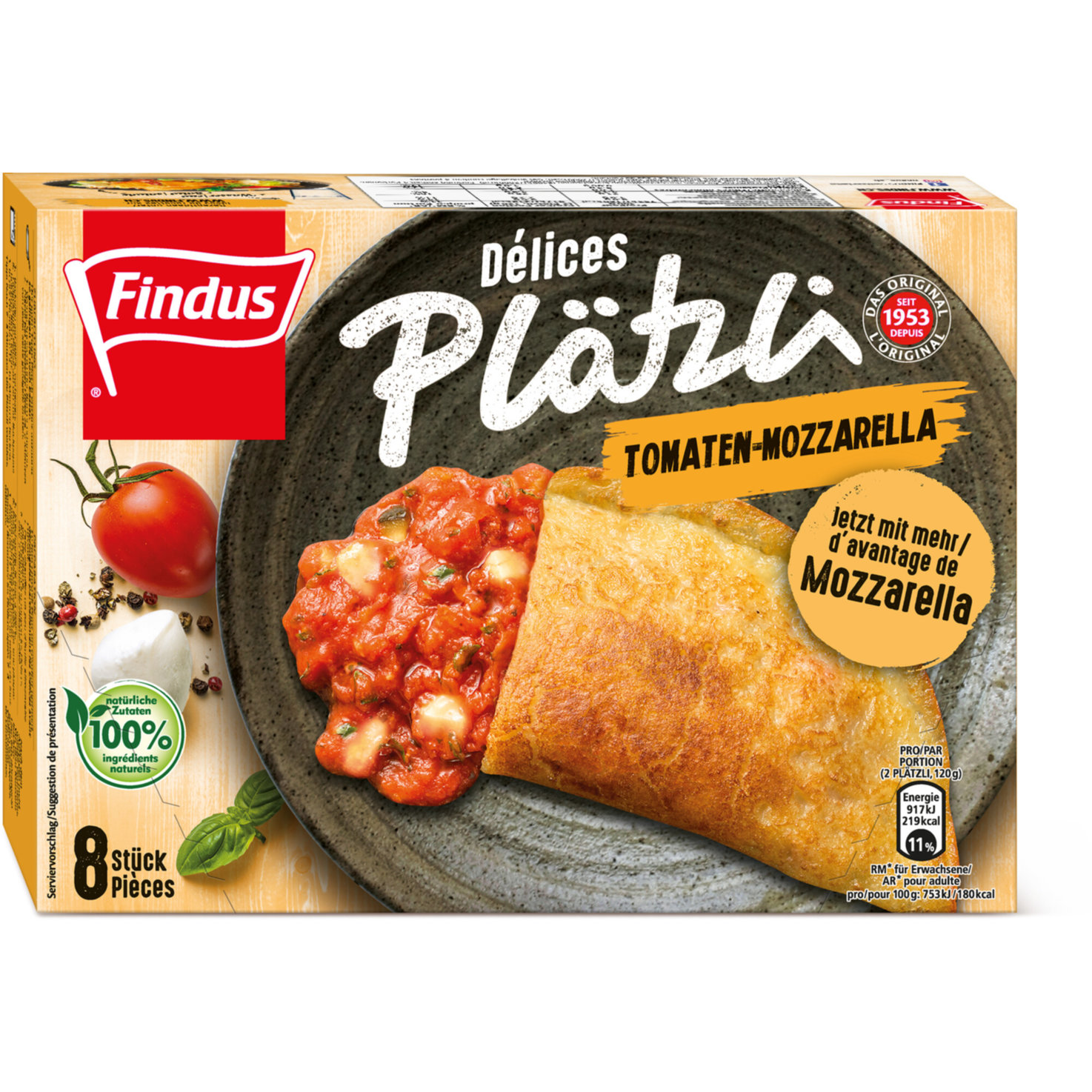 Findus Plätzli mit Tomaten & Mozzarella 8 Stück