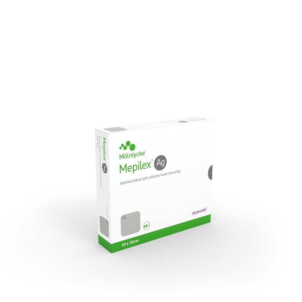 MEPILEX Ag Schaumverband Safetac<br>5 Stück, 10x10cm, Silicone