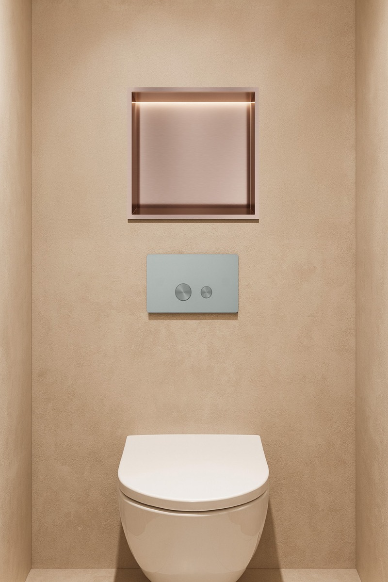 Hotbath &More inbouwnis met verlichting 30x30x10cm geborsteld koper PVD