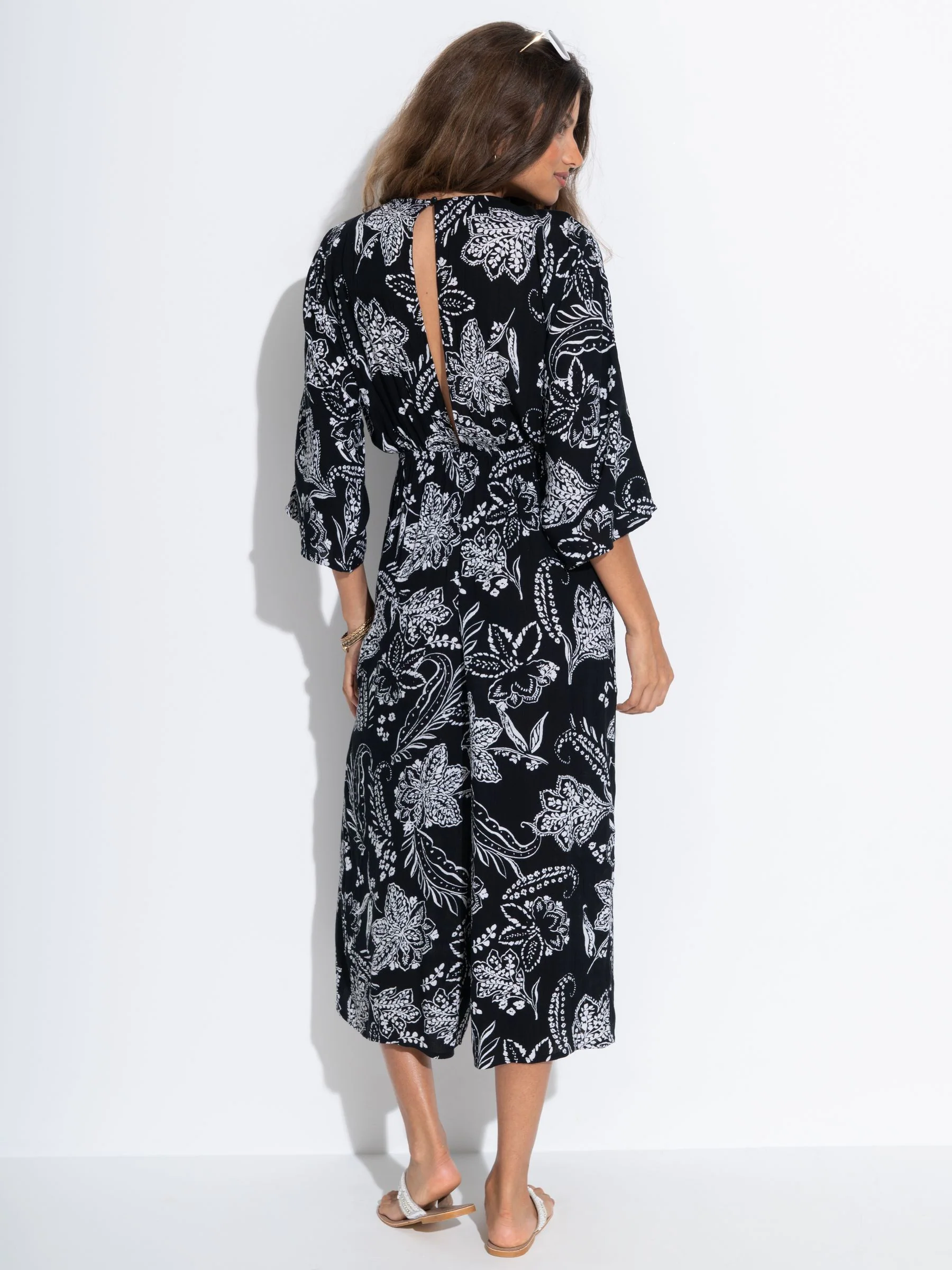 Pour Moi Geweven strandjumpsuit met kreukeltextuur en O-ring