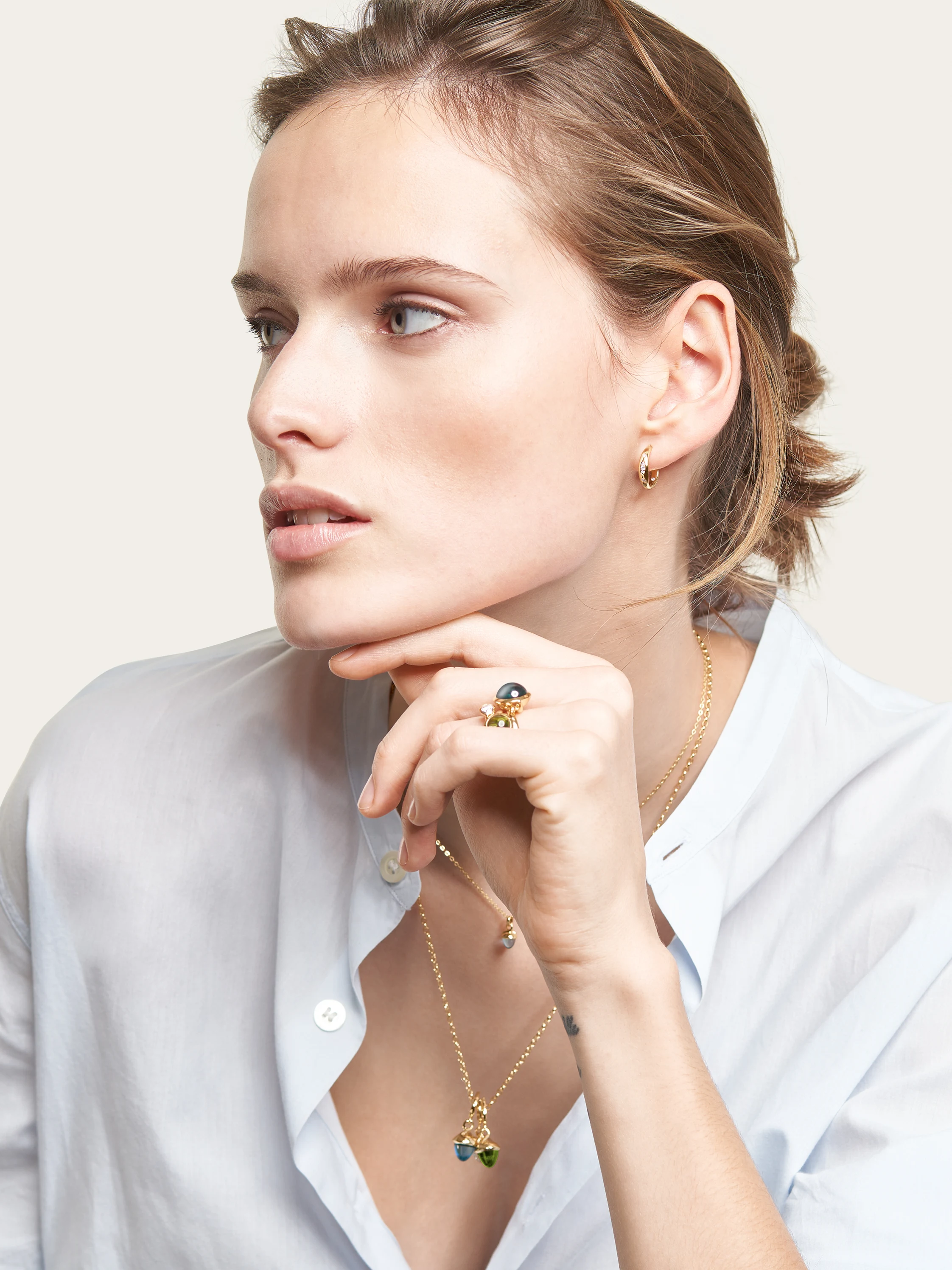 TAMARA COMOLLI Ohrringe OHRRINGE GYPSY HOOP SMALL aus 18 Karat Roségold mit Diamant Pavé