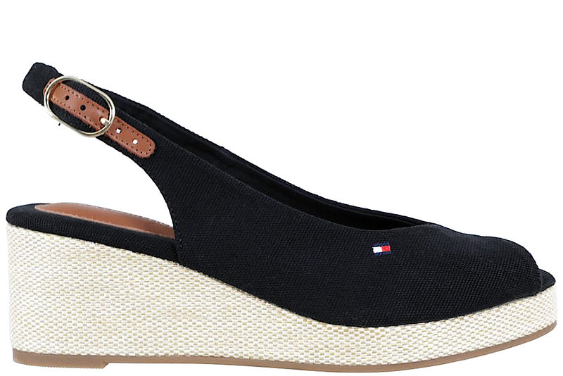 TOMMY HILFIGER - FLAG MID WEDGE ESPAD SLINGBACK BLACK