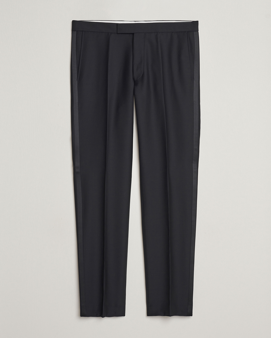 Oscar Jacobson Denz Wool Tuxedo Trousers Black