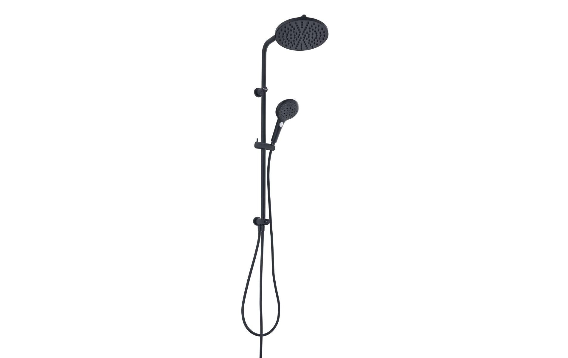 Duschsystem Wakuda Push, Schwarz matt<br>Duschsystem für Duschen und Badewannen