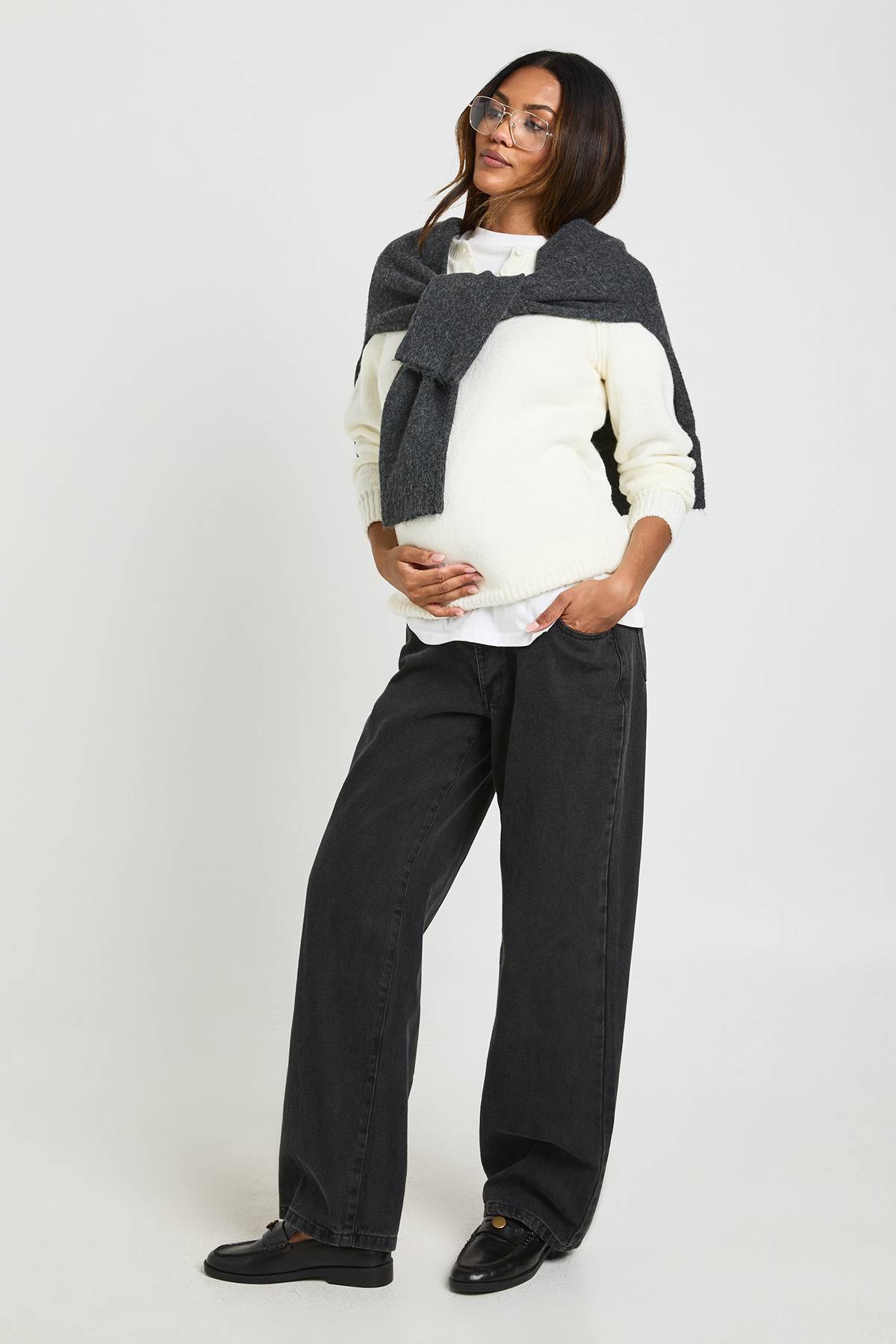 boohoo Synthétiquell Tricoté de Maternité à Boutons Style Henley