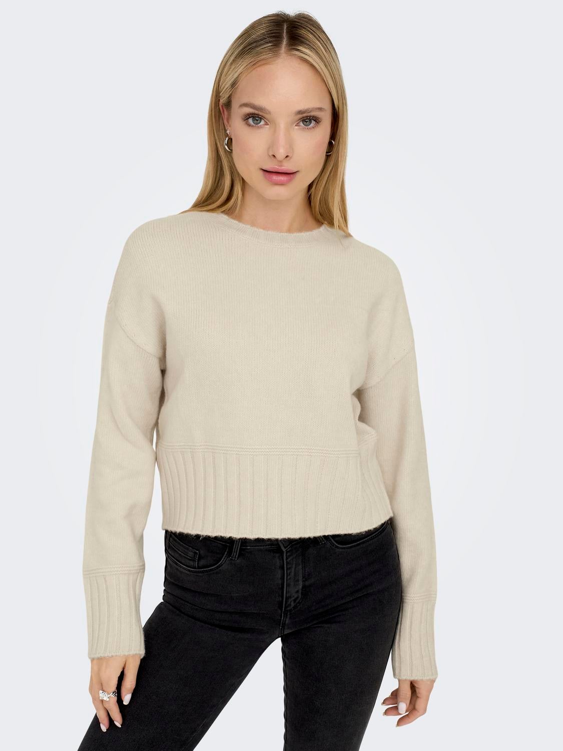 ONLALLIE Strickpullover Whitecap Gray