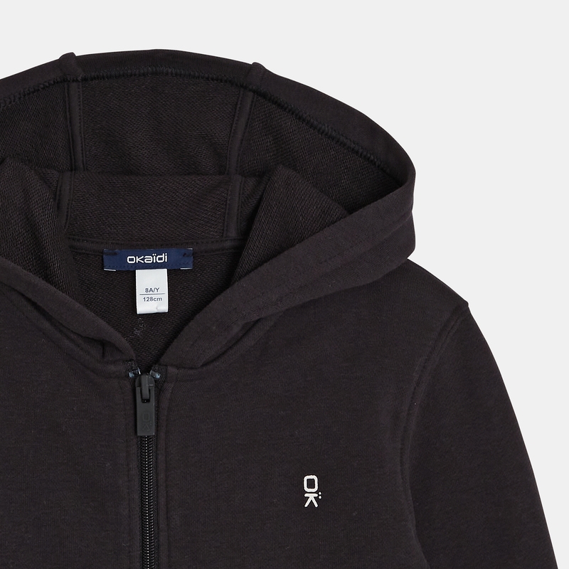 Sweat-shirt uni à capuche noir garçon