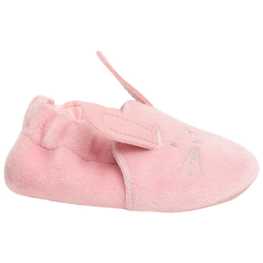 Chaussons souples pour bébé fille en sherpa fine motif lapin - Rose