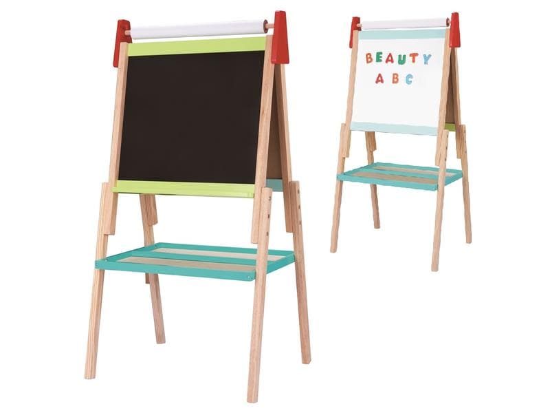 Spielba Holzspielwaren Maltafel Standtafel mit Papierrolle Zeichentafel
